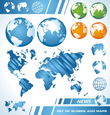 World maps and globes clipart