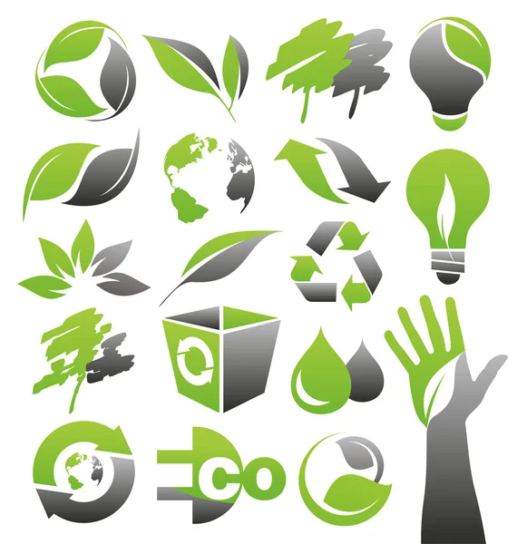 Зеленые иконы экологии — стоковый вектор