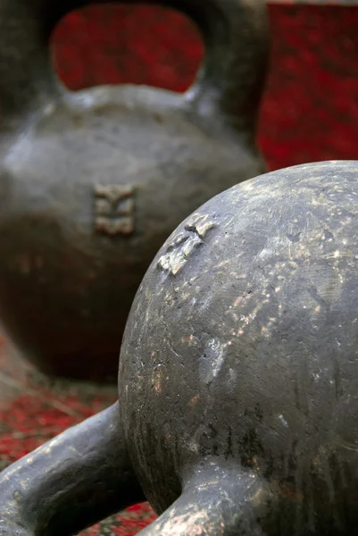 stock image Two giant Russian kettlebells