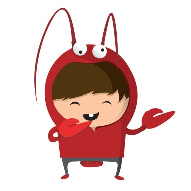 A boy dressed up like a sign of zodiac. Cancer. clipart