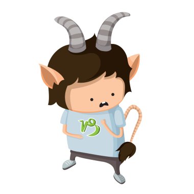 A boy dressed up like a sign of zodiac. Capricorn clipart