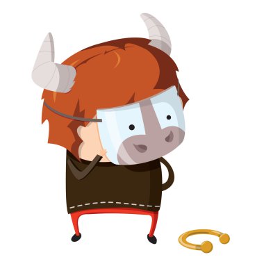 A child dressed up like a sign of zodiac. Taurus clipart