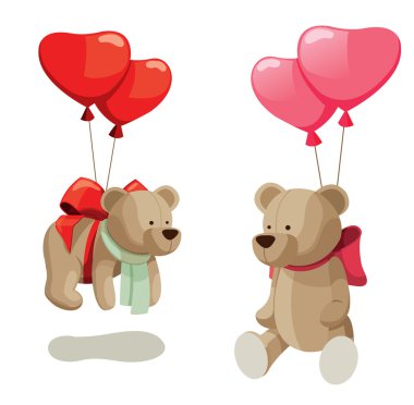 Light brown teddy bears with balloons. clipart