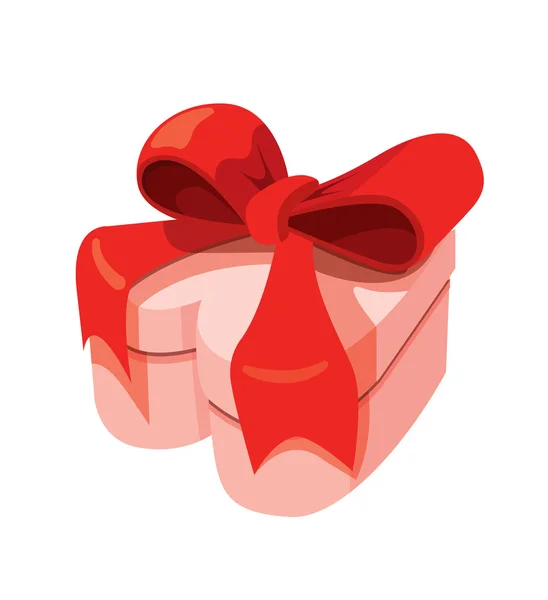 Heart-shaped present with a big bow. — Stock Vector