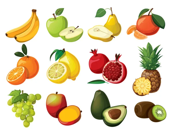 Un ensemble de fruits délicieux — Image vectorielle
