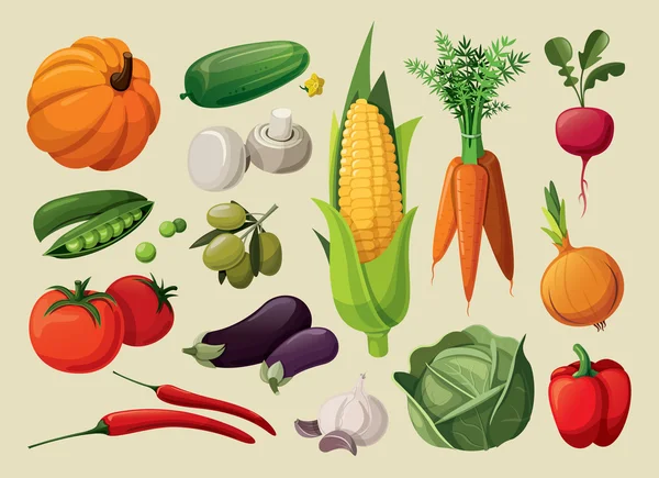 Una serie di deliziose verdure . Illustrazione Stock