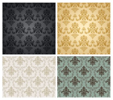 Seamless damask wallpaper pattern. clipart