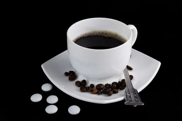 맛 있는 커피와 숟가락 컵 — 스톡 사진