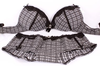 Women's checkered underwear with lace clipart