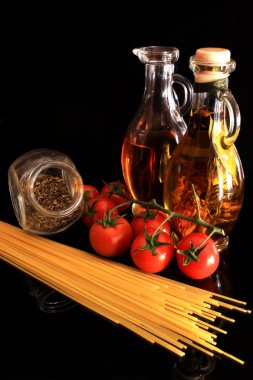 Tomatoes, pasta and herbs clipart