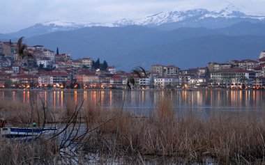 Cityscape of Kastoria town in Greece clipart