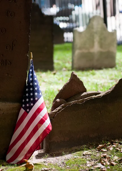 stock image Graveyard with American flag