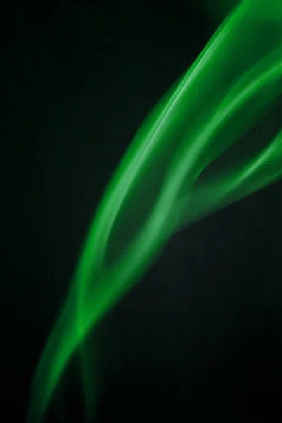 Green Smoke abstract on a black background — Stock Photo, Image