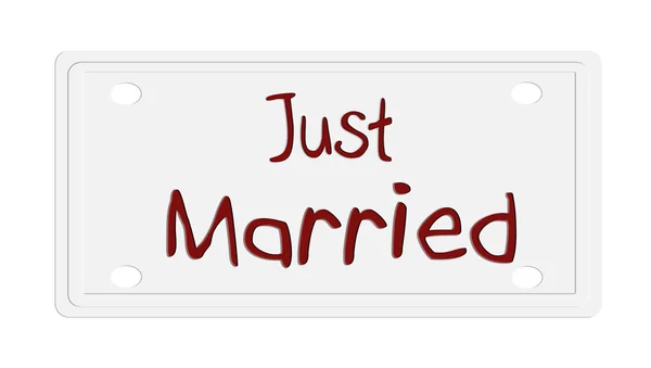 Just married plate — Stock Photo, Image