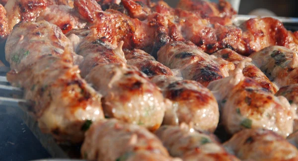 Pork kebab on grill — Stock Photo, Image