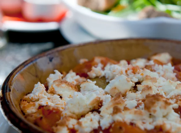 stock image Greek food with cheese and tomato