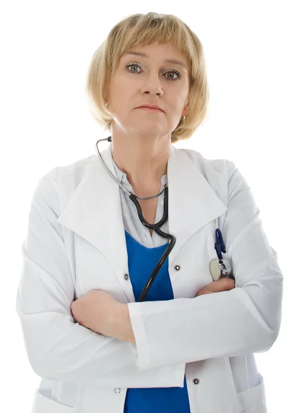 Mature woman doctor isolated — Stock Photo, Image