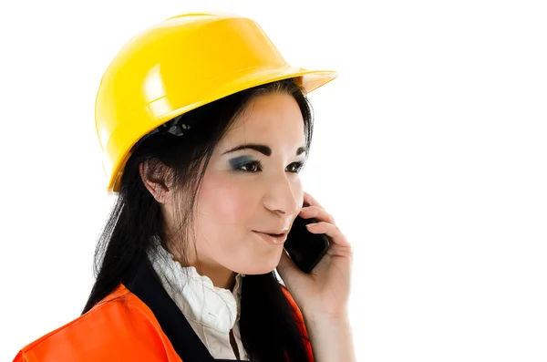 Engineer woman on phone — Stock Photo, Image
