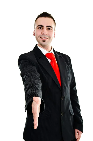 Businessman's welcome gesture — Stock Photo, Image