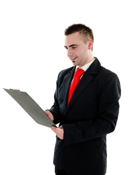 Businessman with clipboard — Stock Photo, Image