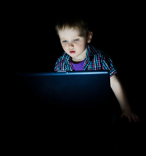 Baby boy laptop — 스톡 사진