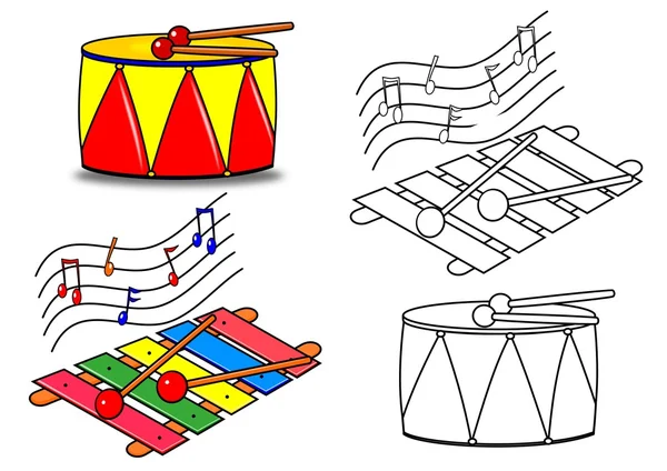 Libro para colorear-Instrumentos musicales — Foto de Stock