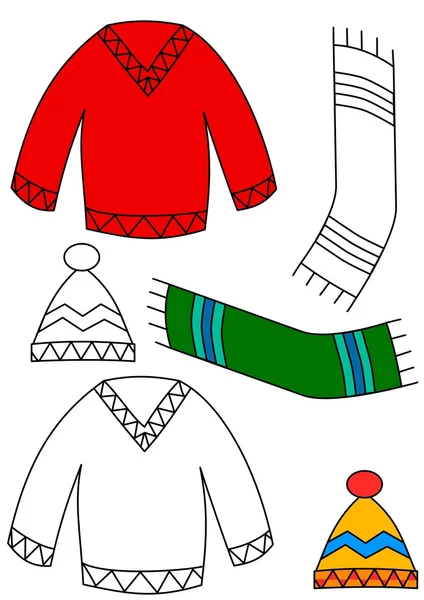 Abbigliamento invernale - libro da colorare — Foto Stock