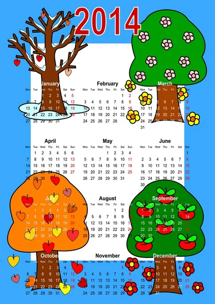 Календарь 2014, деревья — стоковое фото