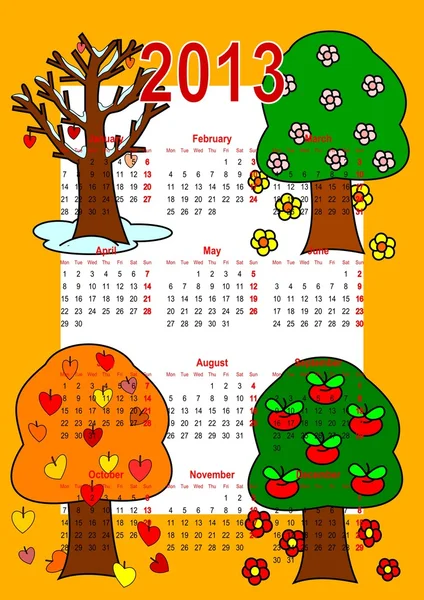 Calendario 2013, alberi — Foto Stock