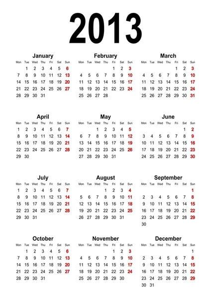 Календар 2013 — стокове фото