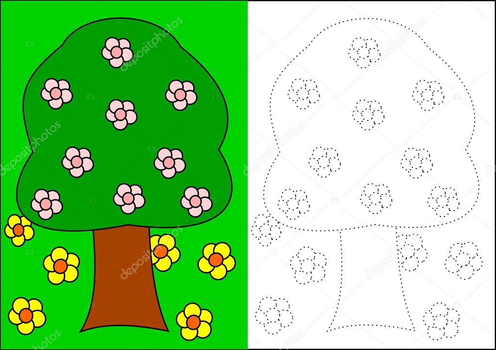 Coloring - flowering tree
