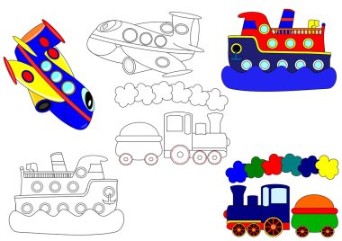 Transportation - coloring books clipart