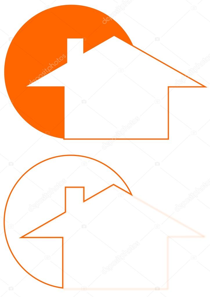 The house and the sun as a logo - Illustration