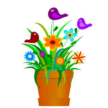 Pot full of flowers clipart