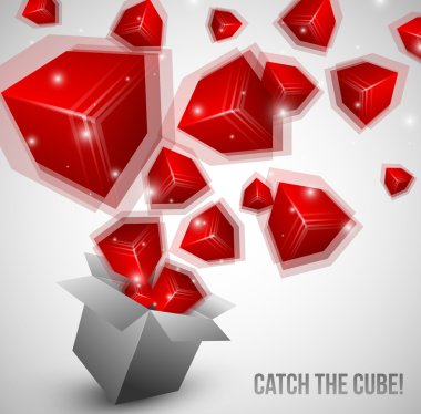 Cubes fly from box very fast clipart