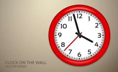 Red Clocks on brown wall clipart