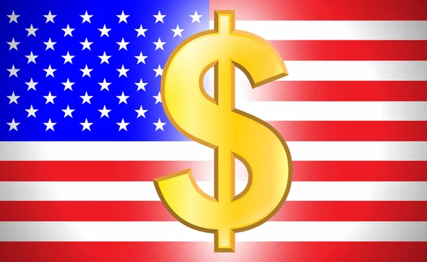 Símbolo do dólar com bandeira dos EUA —  Vetores de Stock
