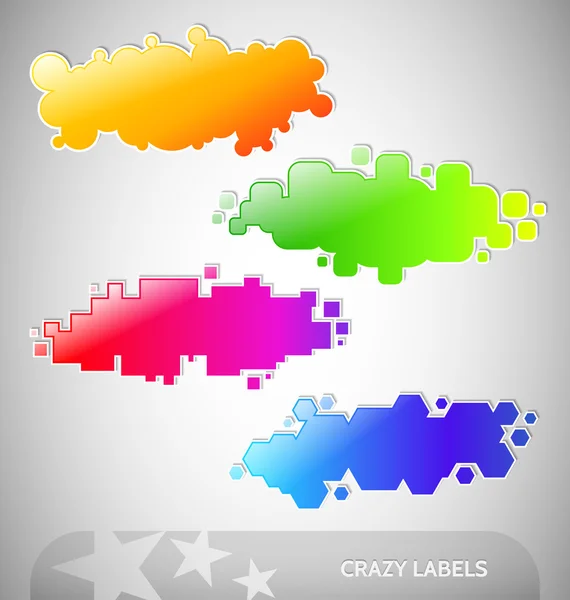 Färgglada crazy etiketter — Stock vektor