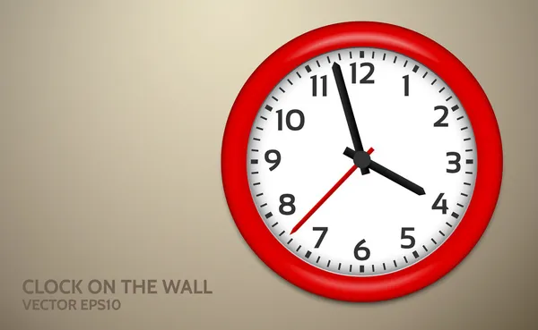 Rote Uhren an brauner Wand — Stockvektor
