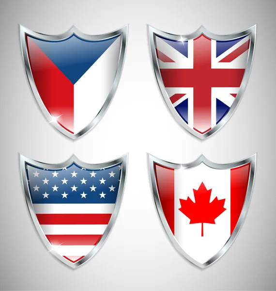 Conjunto de bandeiras de escudo 01 — Vetor de Stock