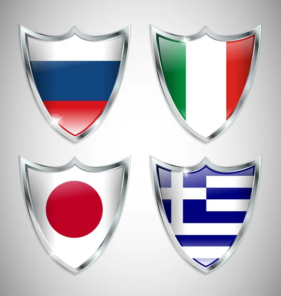 Set de banderas de escudo 02 — Vector de stock