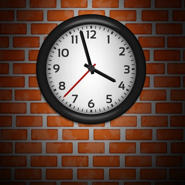 Svarta klockor på tegelvägg — Stock vektor