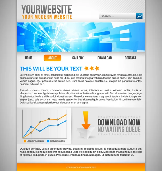 Modello moderno di sito web con banner astratto — Vettoriale Stock
