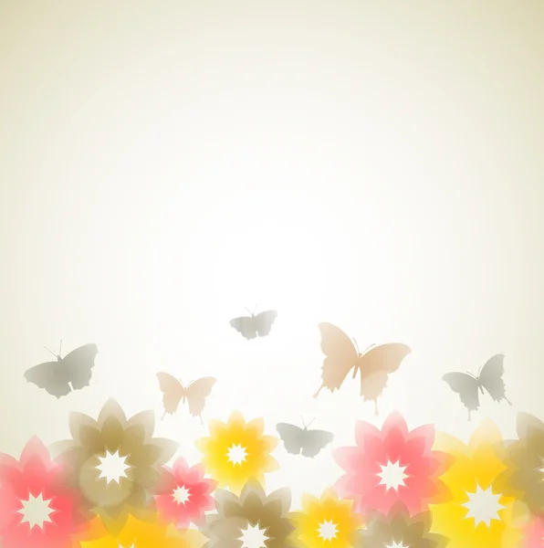 Butterflies and Flowers — Stock Vector