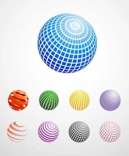 Icônes globes colorés — Image vectorielle