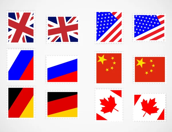 Selos com bandeiras —  Vetores de Stock