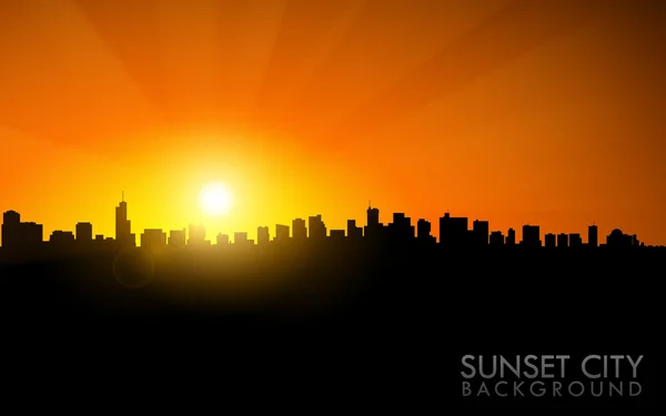 Zonsondergang in de stad — Stockvector