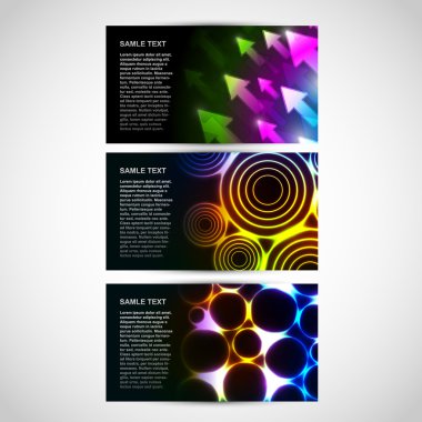 Business Cards with abstract neon themes clipart