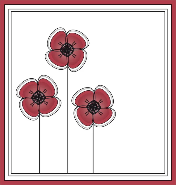 Carte fleurs rouges — Image vectorielle