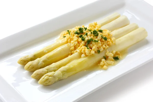 White asparagus flemish style — Stock Photo, Image
